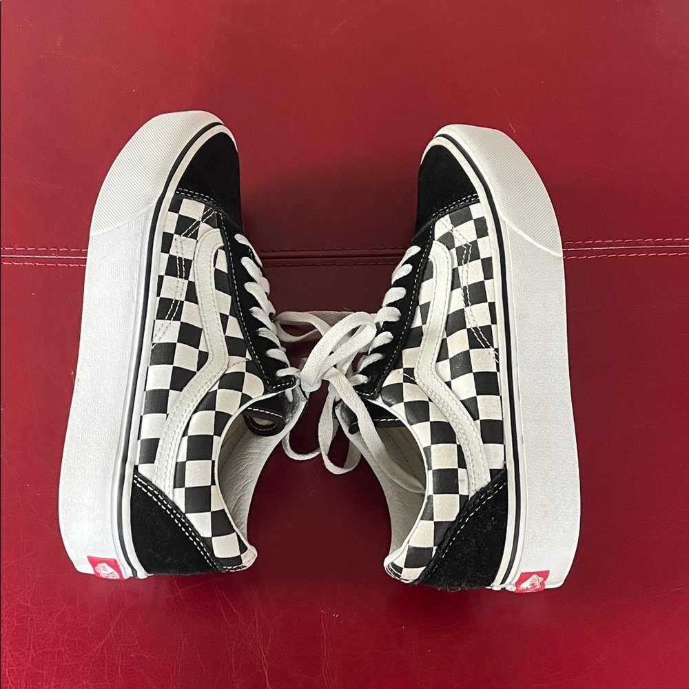 Vans old skool Checkered Platform Black White Sneakers Women Size 7.5 - Picture 8 of 10